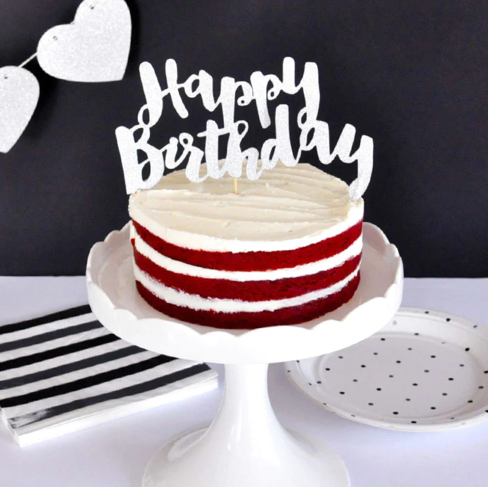 Birthday Sparkly Silver Topper