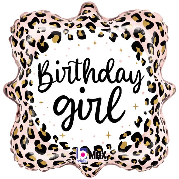 Birthday Girl Satin Leopard, 18" Balloon*