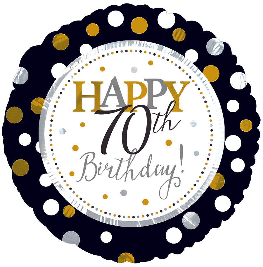 70th Birthday Gold/White 18in Mylar