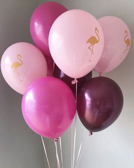 Flamingo Print 11'' Pink Latex Bouquet Set