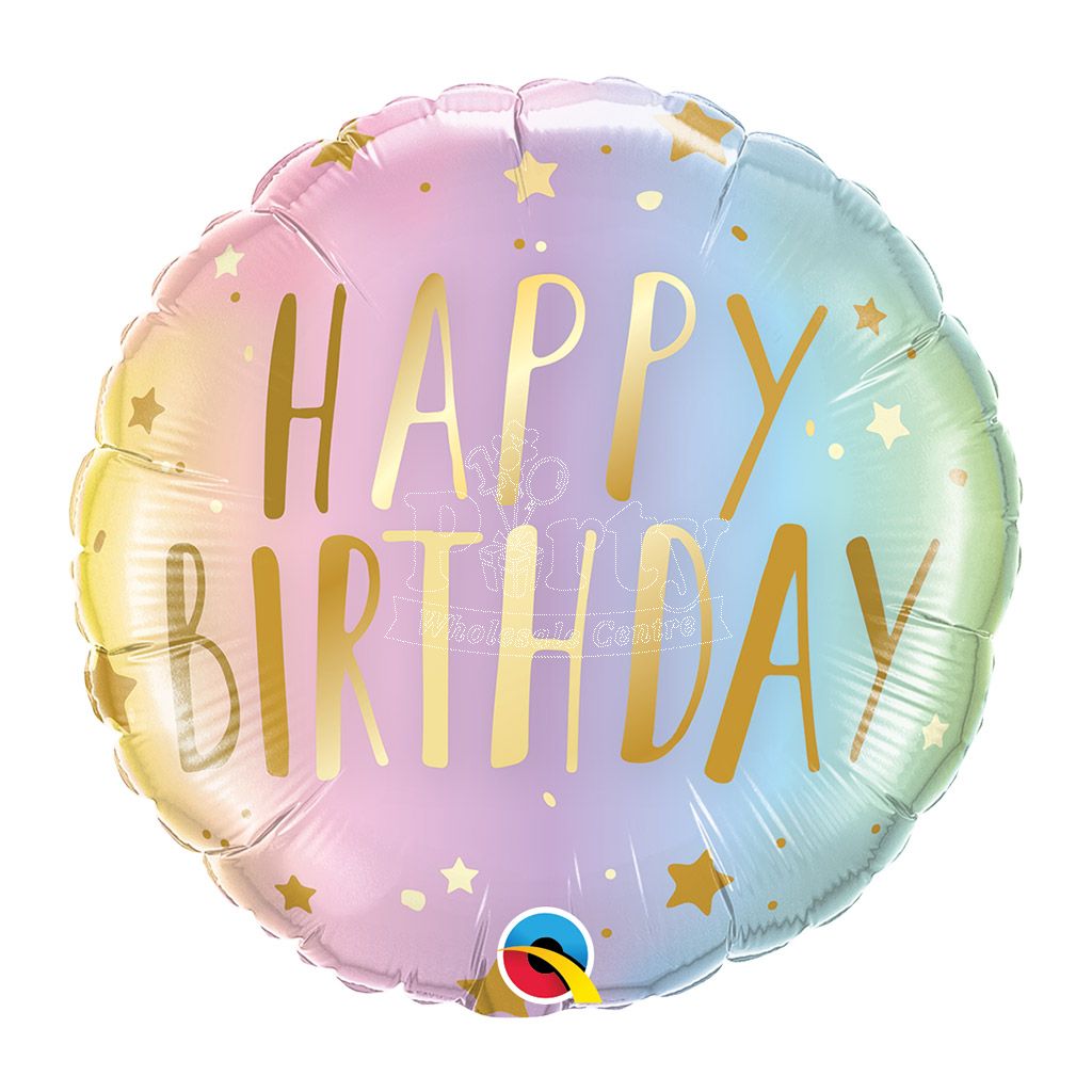 Happy Birthday Pastel Ombre Foil Balloon Qualatex 18inch