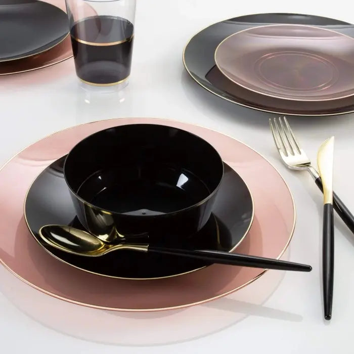 Round Semi Transparent Rose • Gold Plastic Plates | 10 Pack