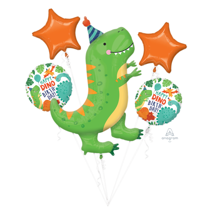 Dino-mite (Dinosaur) Birthday Party Foil Balloon Bouquet
