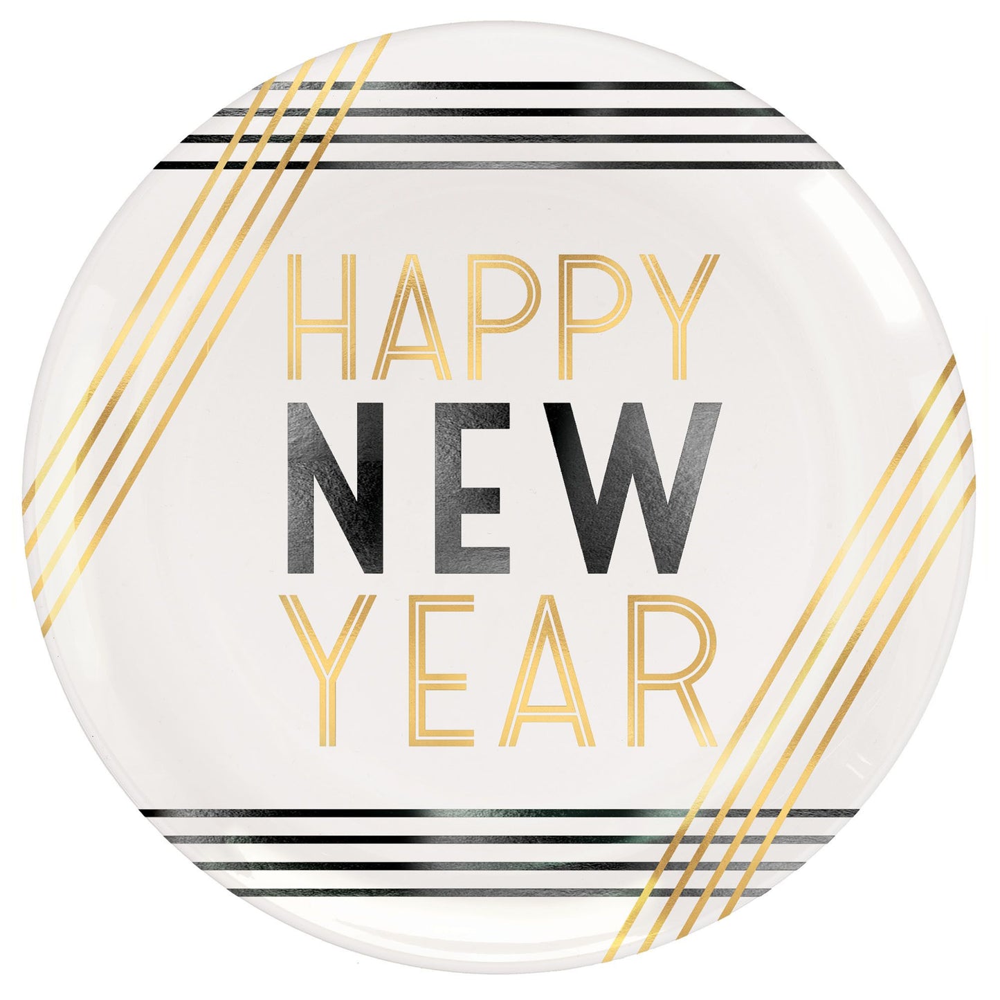 Happy New Year Plastic Coupe Plates, 7 1/2" - 4 Count