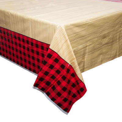 Lumberjack Plaid Rectangular Plastic Table Cover 54"x84"