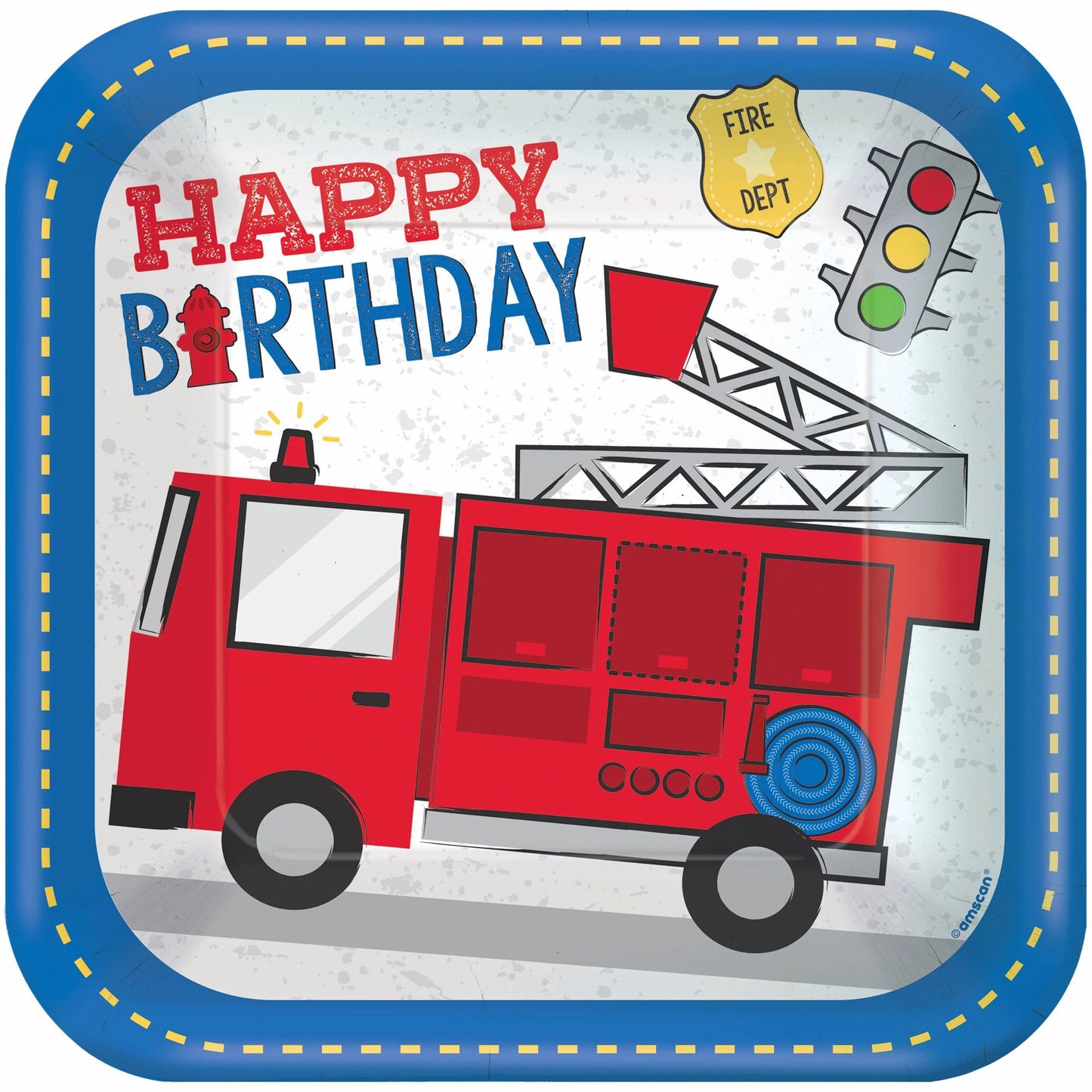 First Responders Square Paper Lunch Plates, 9in, 8ct
