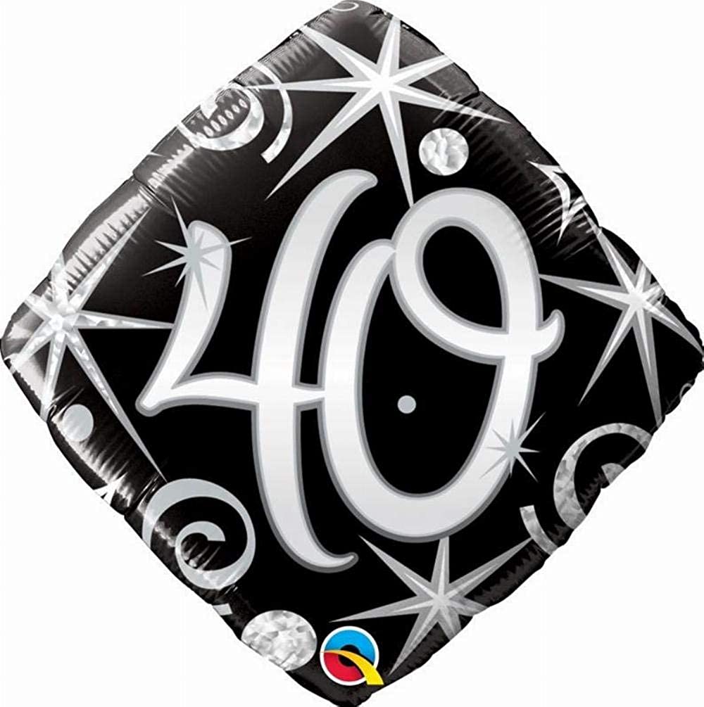 Sparkles & Swirls Diamond Shaped Age 40 Foil Balloon