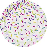 Rainbow Sprinkles Round 7" Dessert Plates  8ct