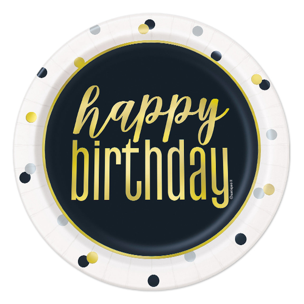 Metallic Happy Birthday Foil Dessert Plates, 7in, 8ct