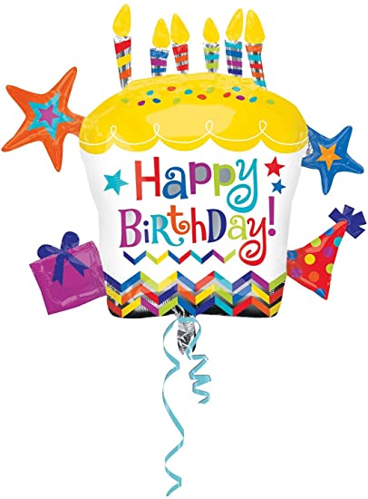 Happy Birthday Cupcake Star Balloon, 28", Multicolor