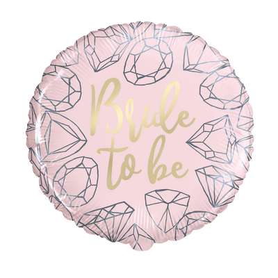 Pink Diamond Bride to Be Round Foil Balloon 18"