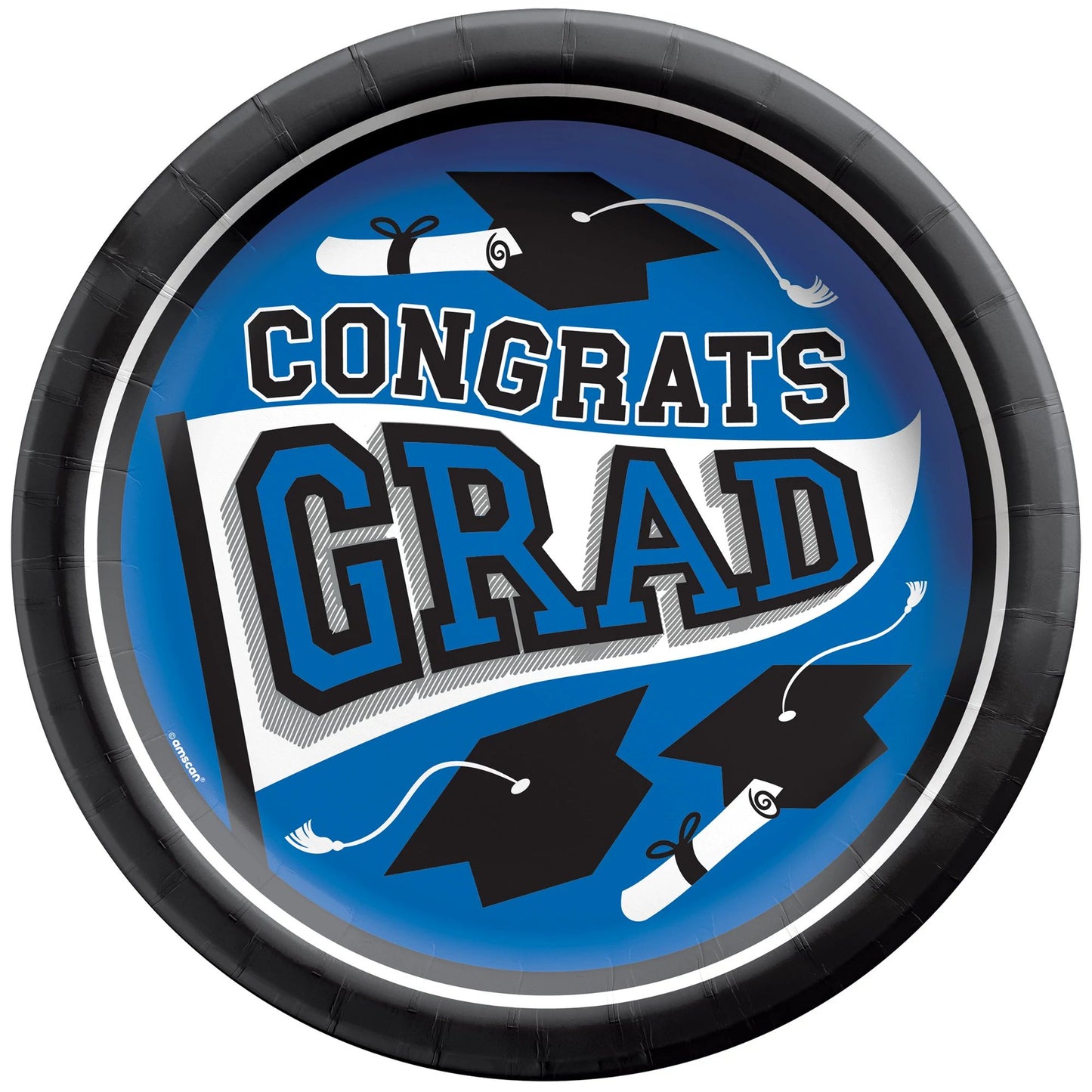 True To Your School Round Plates, 8 1/2" - Royal Blue