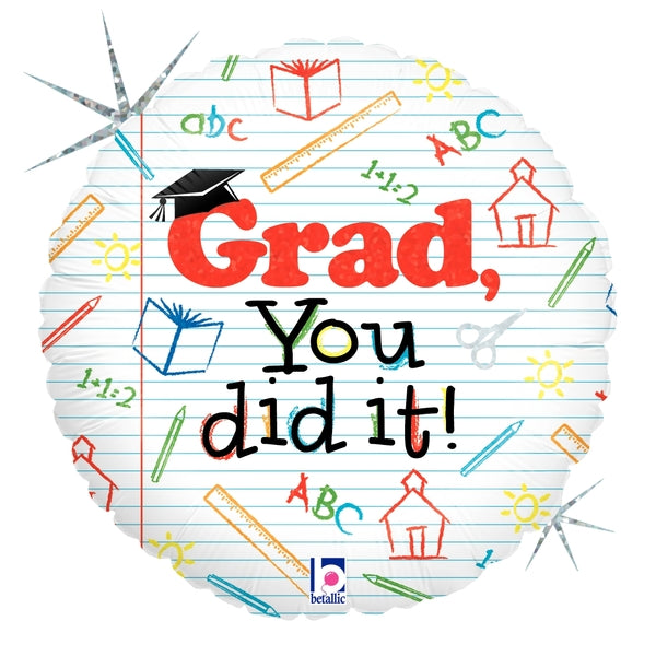18" Grad You Did It! Holographic Balloon*