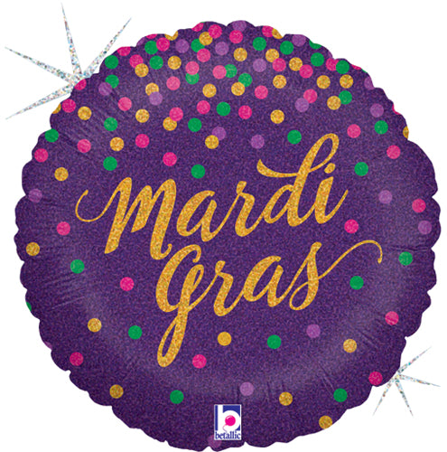 Glitter PolkaDot Mardi Gras Balloon
