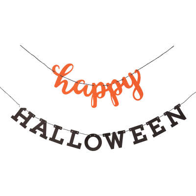 Orange and Black Happy Halloween Banner 2pc