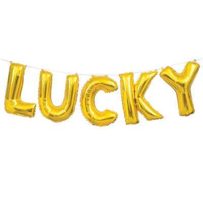 Foil Gold Lucky Letter Balloon Banner Kit