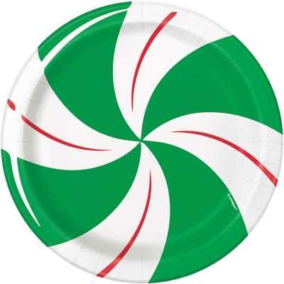 Peppermint Christmas Round 7" Dessert Plates 8ct