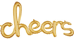 Cheers Air-Fill Gold Script Phrase Balloon