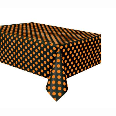 Orange and Black Dots Rectangular Plastic Table Cover 54"x108"