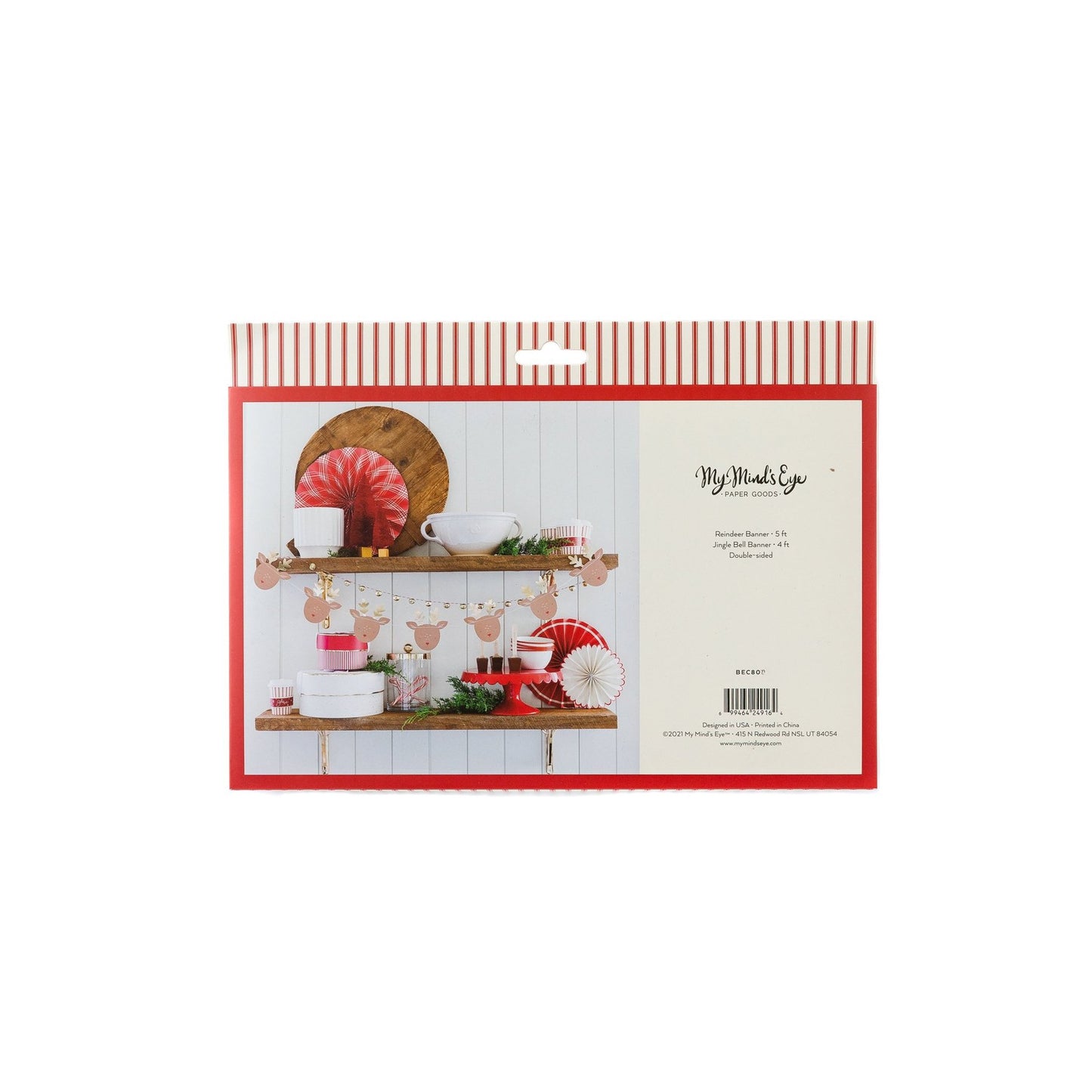 Rudolph Reindeer / Bells Banner Set / Double-Sided with Gold Details*