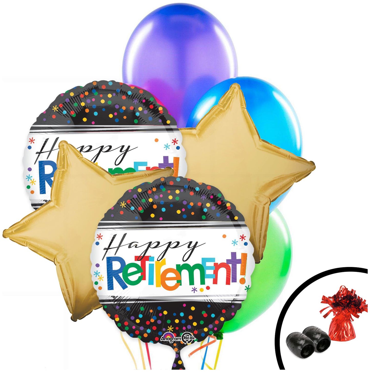 Retirement Colorful Latex Bouquet W/ Weight 7pc.