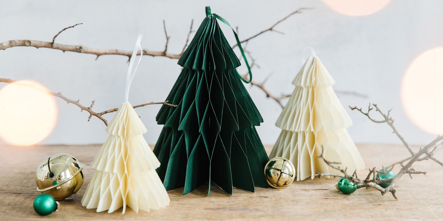 PAPER HONEYCOMB 3D GREEN & CREAM TREES Regular price*