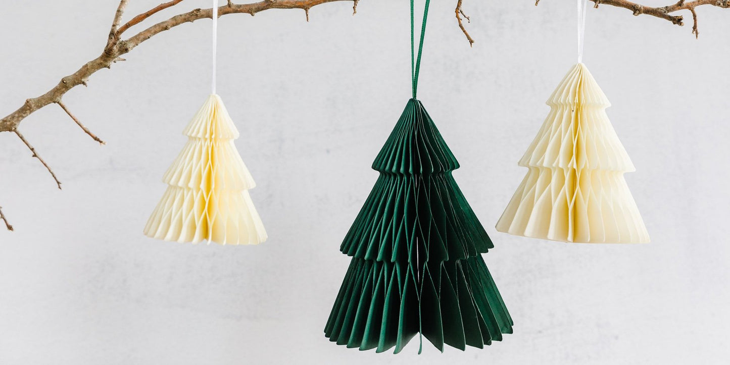 PAPER HONEYCOMB 3D GREEN & CREAM TREES Regular price*