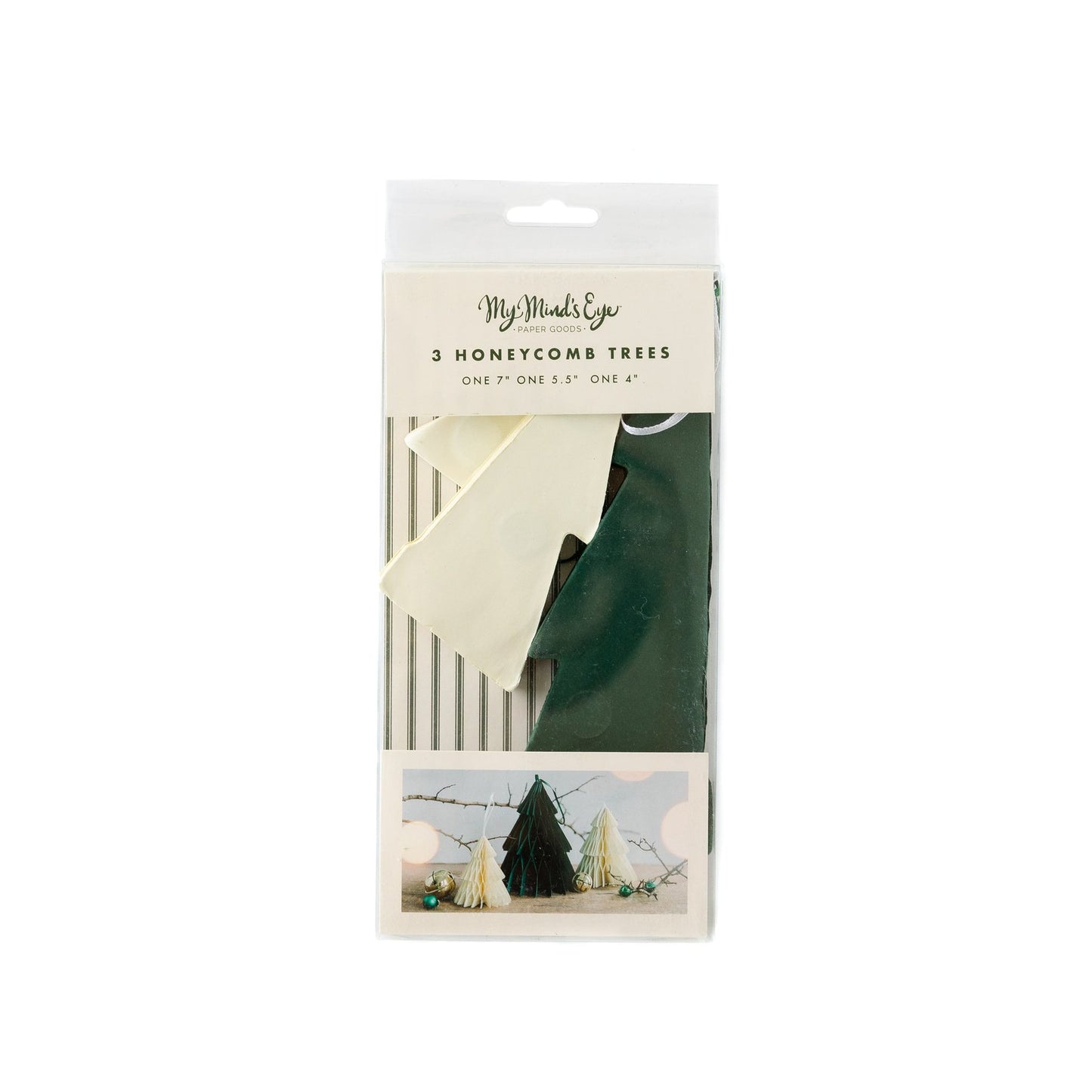 PAPER HONEYCOMB 3D GREEN & CREAM TREES Regular price*