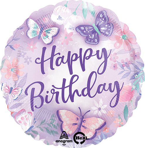 Happy Birthday Floral Butterfly, 18"