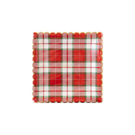 COZY LODGE SQUARE SCALLOP PLAID PLATE