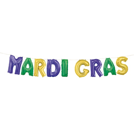 MARDI GRAS FOIL BALLOON BANNER KIT