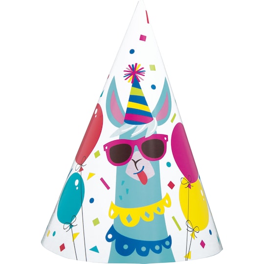 Llama Birthday Party Hats, 8ct