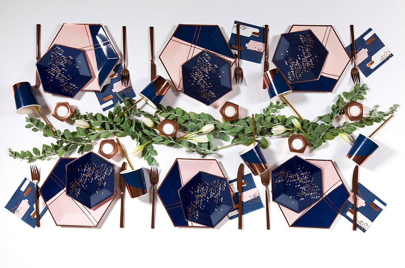 Navy Abstract Cocktail Paper Napkins