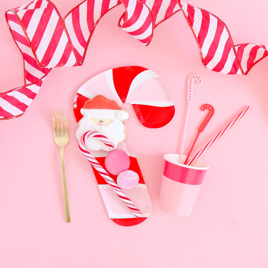 Red and Pink Candy Cane Paper Plates*
