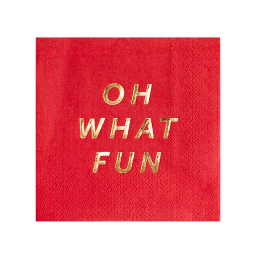 Red Oh What Fun Beverage Napkins
