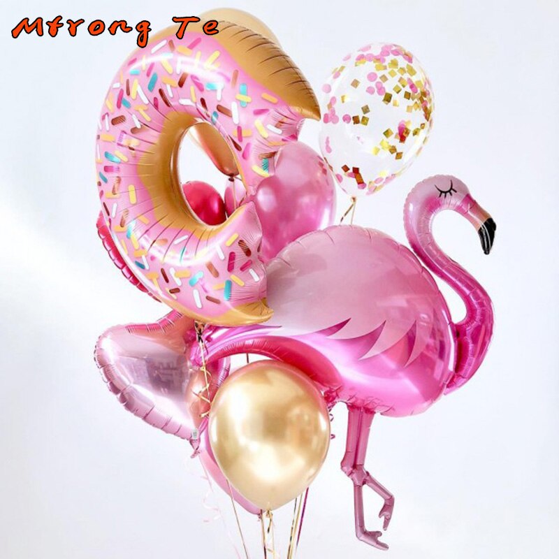 Flamingo/Donut Sparkle Balloon Bouquet 8pc