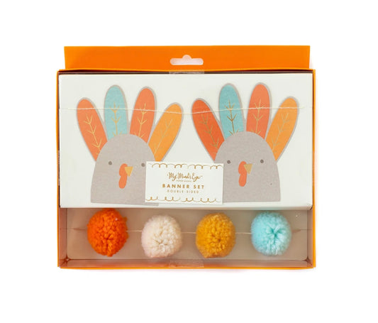 TURKEY & POM POMS BANNER SET