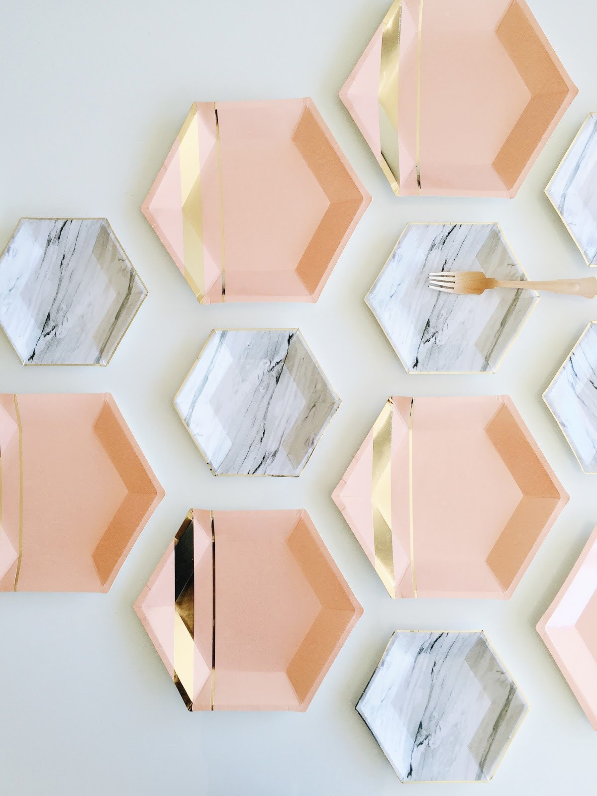 Goddess - Peach Blush Striped Large Paper Plates