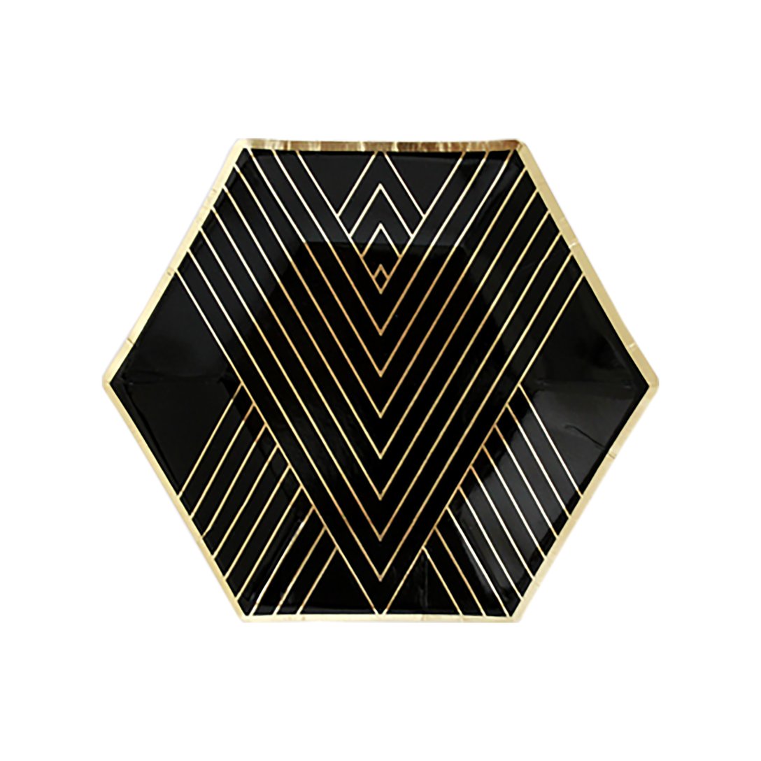 Black Striped Small Paper Plates