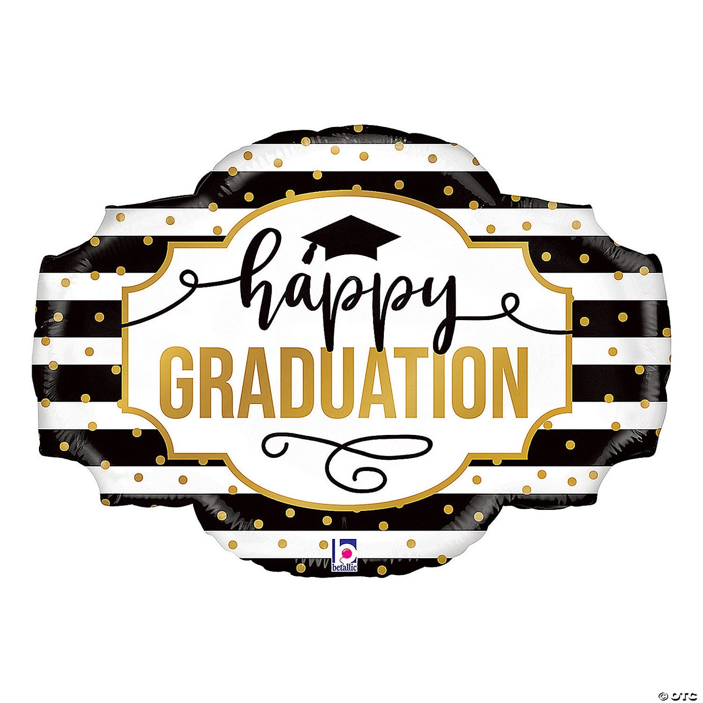 Black, White and Gold Sign Shaped Graduation 32" Mylar Balloon *