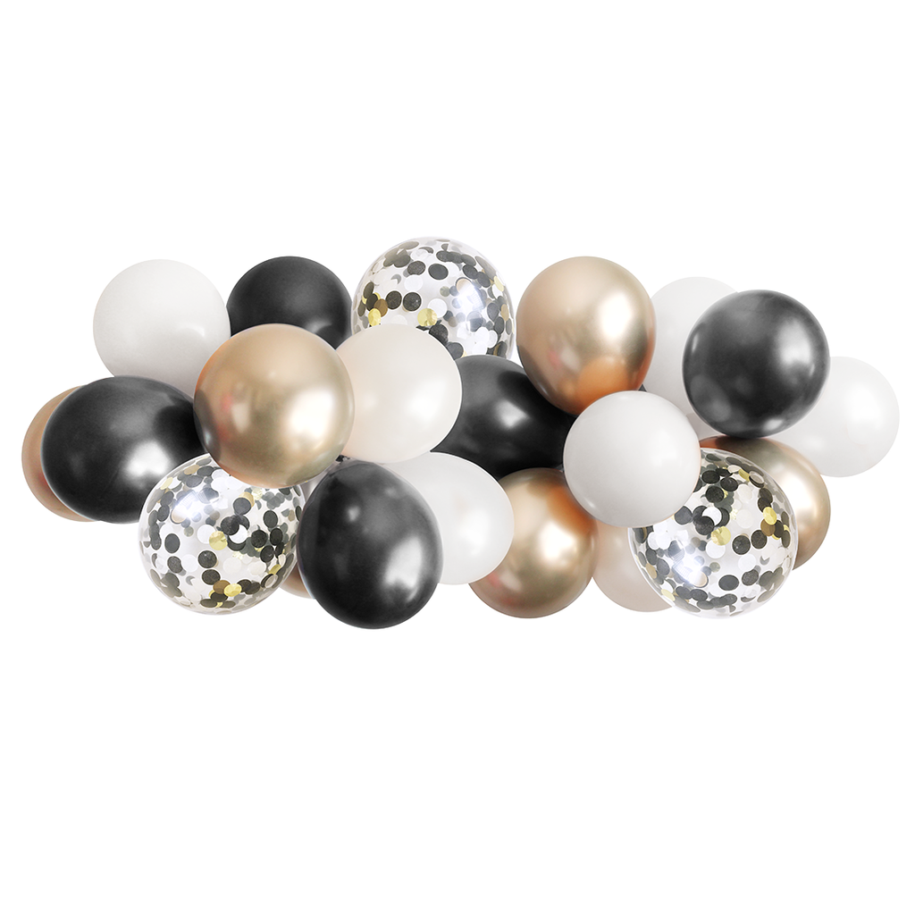 DIY Balloon Garland Kit- Black, White, and Gold - 5ft