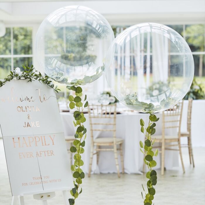 GIANT Clear BALLOON w/ Floral Tassel