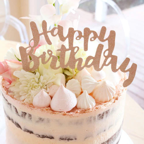 Birthday Rose Gold Cake TOPPER illume