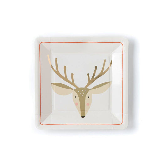 Holiday 12" Deer Plate with Gold Foil Accents, 12 Count*