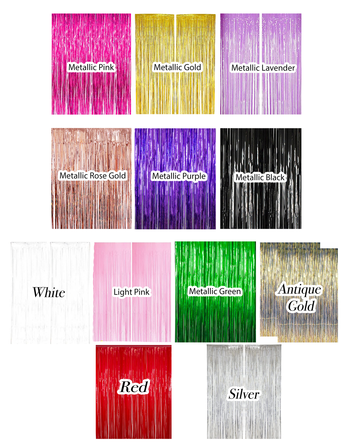Fringe Foil Curtain By Color