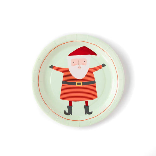 Santa 9" Plate, Set of 12 Plates with Red Metallic Foil Accents*