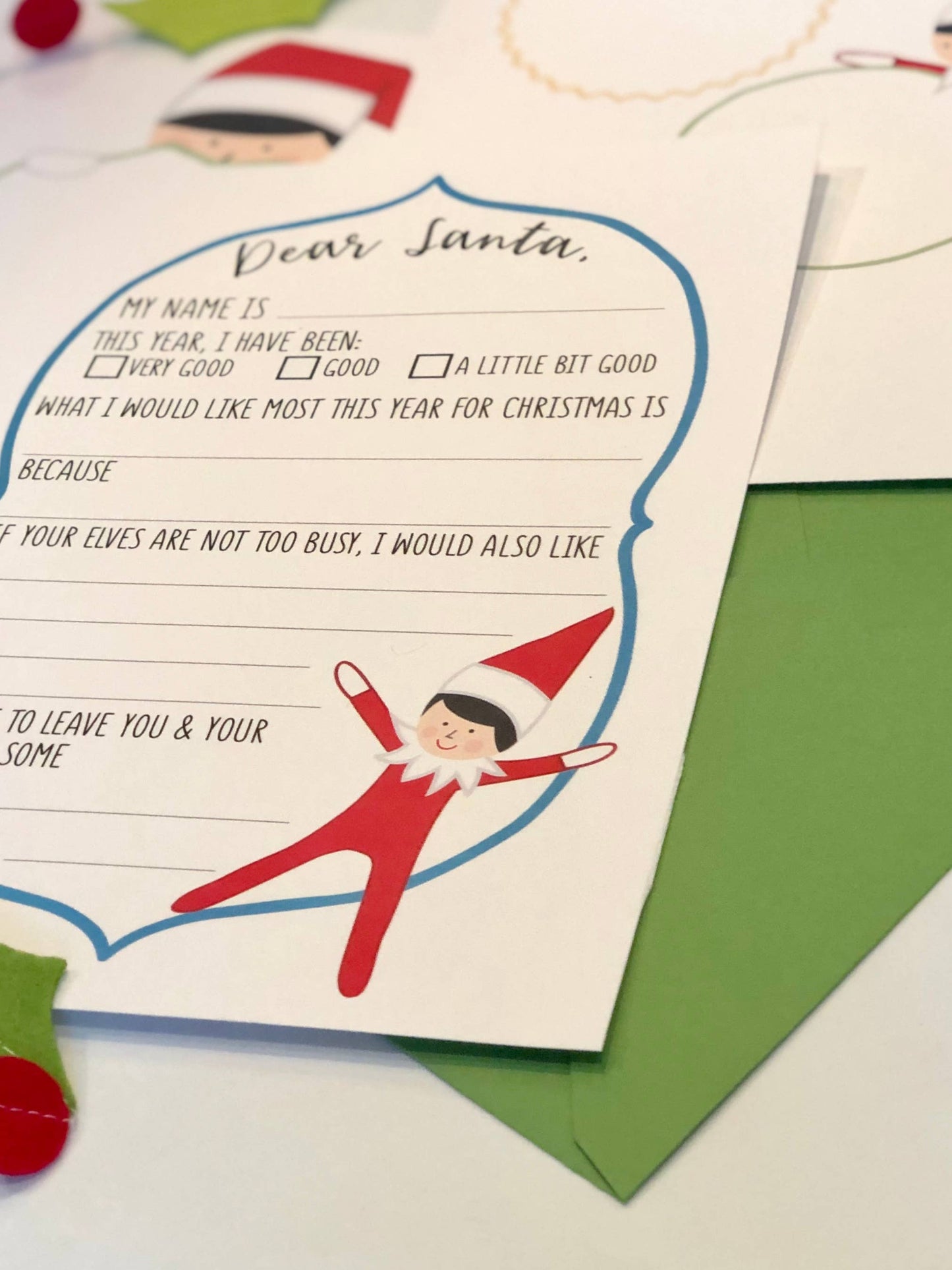 Elf on The Dear Santa Letter Set