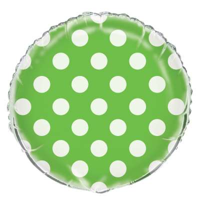 Lime Green Polka Dot Mylar Balloon