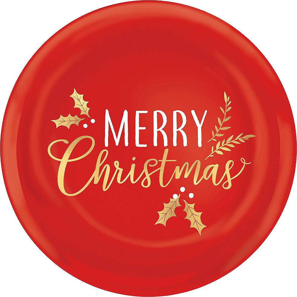 Metallic Merry Christmas Round Plastic Platter