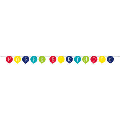 Balloon Party Birthday Shaped Banner 9 ft